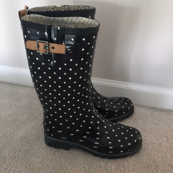 chooka polka dot rain boots